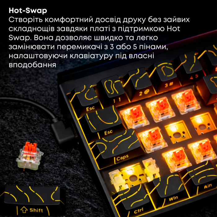 Дротова механічна клавіатура Ajazz NK68 Red switches Side Contour Black (NK68-R-S-B)