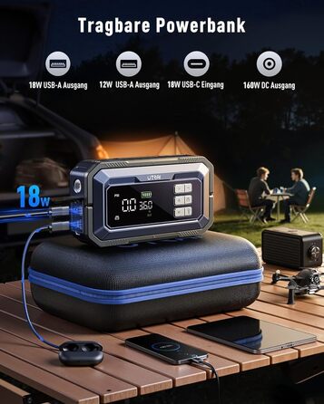 Powerbank-пусковий пристрій UTRAI 7000A з компресором та OBD-сканером. 2000 люмен LED, 160W DC, для бензинових та дизельних авто