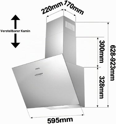 Похила витяжка CIARRA CBCB6750C 60 см, чорна зі сріблом, сенсорне керування, продуктивність 350 м³/год, з вугільним фільтром CBCF002X2, режим рециркуляції та відведення