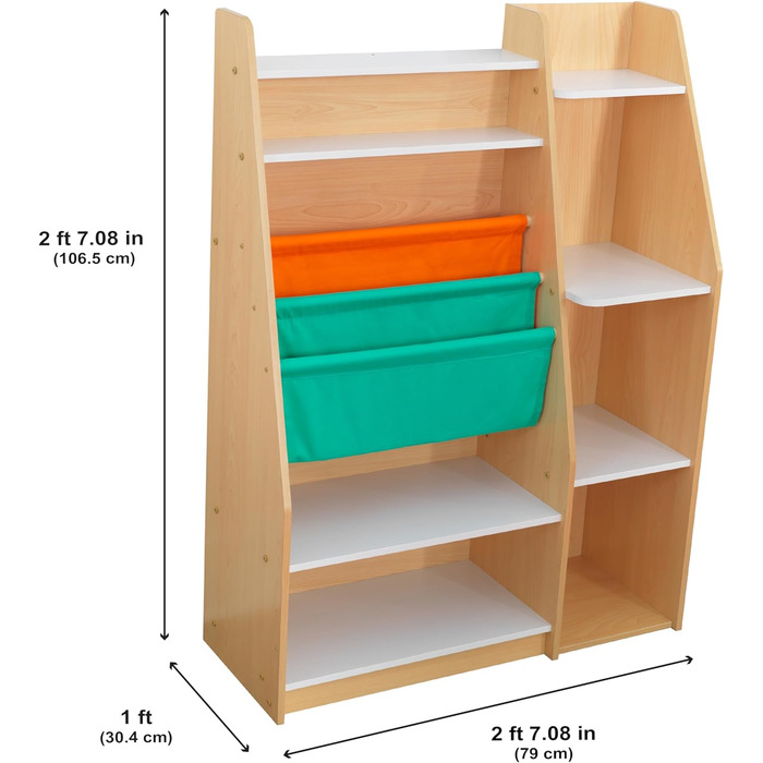 Дитяча книжкова полиця KidKraft Puzzle з дерева, зелена, синя, червона, 3 яруси, для дитячої кімнати, книжкова та іграшкова шафа