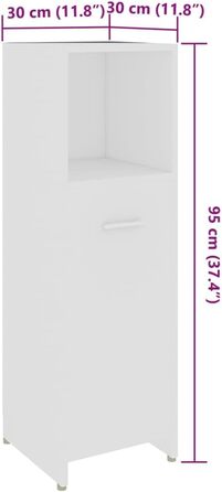 Шафа для ванної vidaXL, 3 відділення, 1 дверцята, білий, 30x30x95 см, ДСП