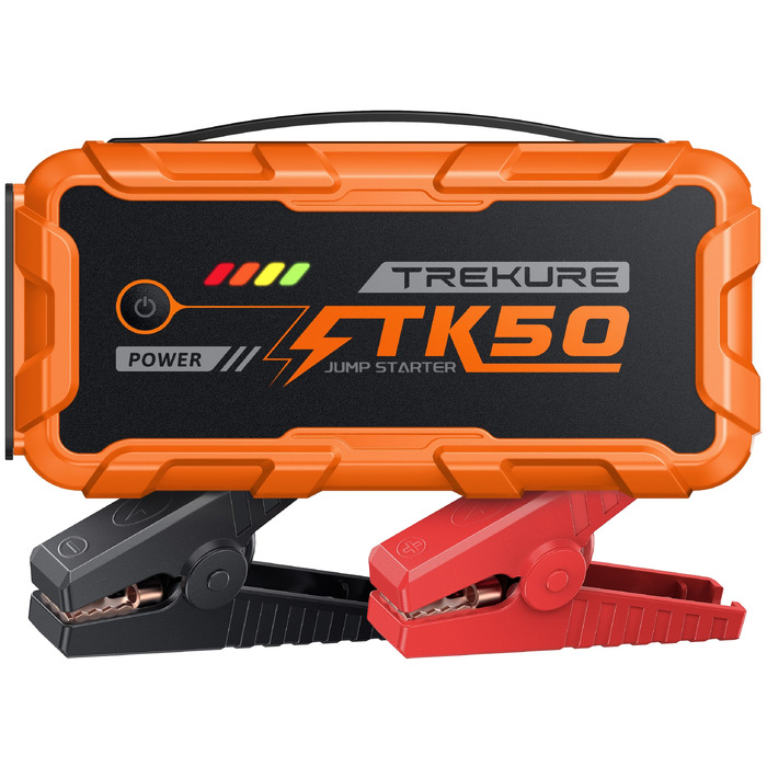 Бустер для автомобіля Starthilfe Powerbank 9000A 26800mAh — Пусковий пристрій для бензинових та дизельних двигунів (до 12.0L), 12V з ліхтарем 800 Лм та USB-портами, помаранчевий