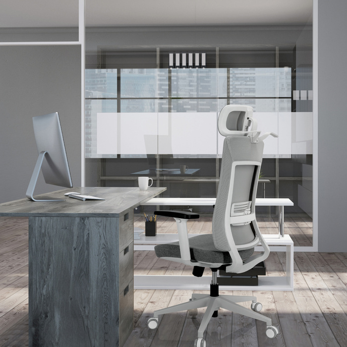 Офісне крісло COMFIO WMH з сірої сітчастої тканини / тканини hjh OFFICE