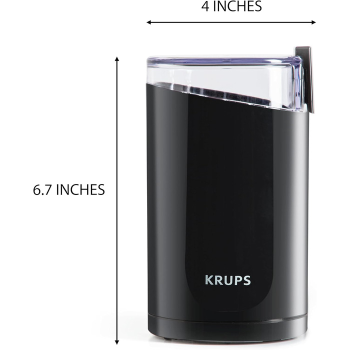 Кавомолка електрична Krups GVX212 з регулюванням помелу та вибором кількості чашок, нержавіюча сталь, чорна (для кави, спецій, трав)