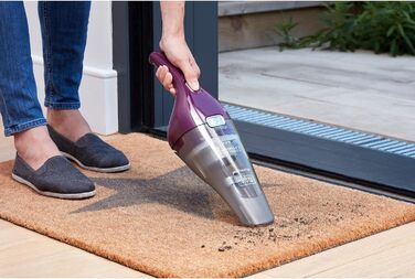 Акумуляторний ручний пилосос BLACK+DECKER Dustbuster 3.6В, безмішковий, бездротовий, широка насадка, знімний контейнер, зарядна станція з кріпленням на стіну, колір баклажан
