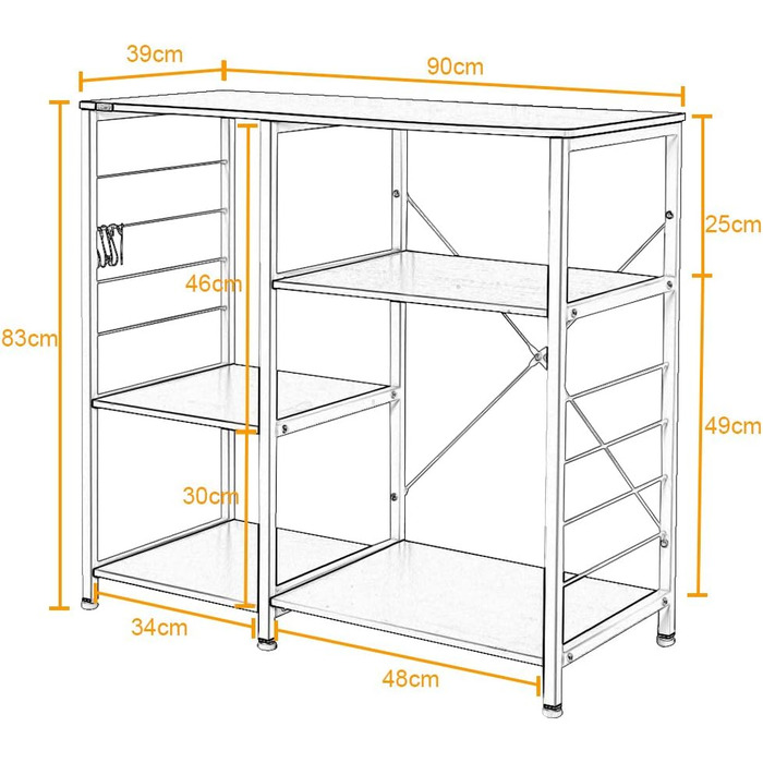 Стелаж кухонний SogesHome 90 x 40 x 83 см, SH-171-BK, чорний горіх