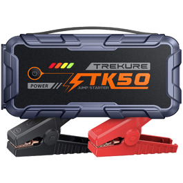 Бустер для автомобіля Starthilfe Powerbank 9000A 26800mAh — Пусковий пристрій для бензинових та дизельних двигунів (до 12.0L), 12V з ліхтарем 800 Лм та USB-портами, сіро-блакитний