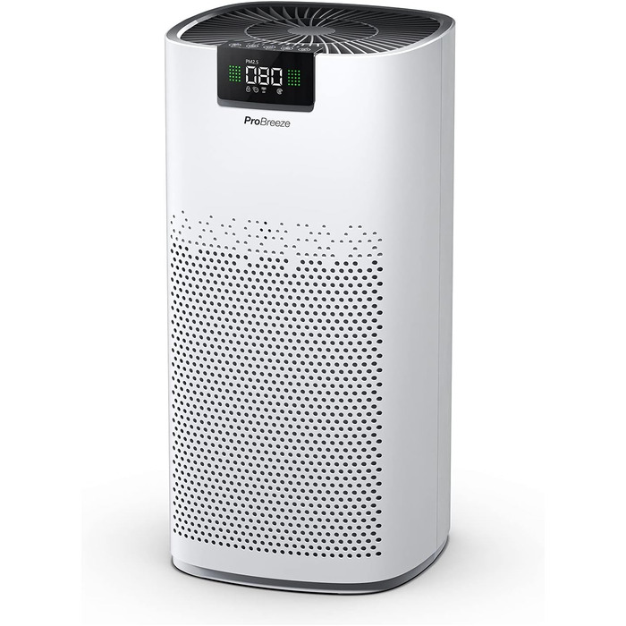 Очищувач повітря Pro Breeze з HEPA 13, UV-C лампою, іонізатором та вугільним фільтром, CADR 460 м³/год, для великих приміщень до 140 м², до 99,95% очищення