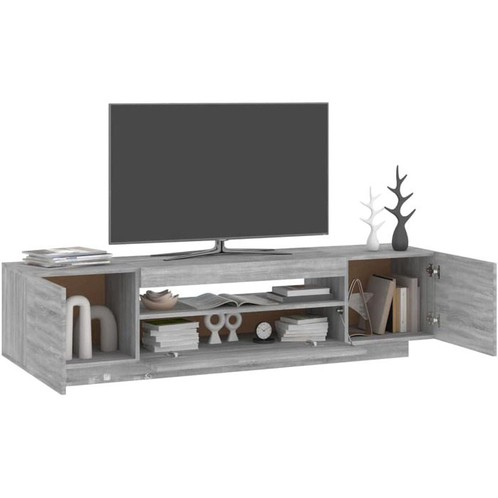 TV тумба vidaXL з LED-підсвіткою, сіра, Sonoma, 160x35x40 см, меблі для вітальні, телевізійний стіл, HiFi-шкаф