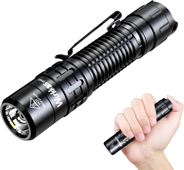 Ліхтарик Wurkkos TD02 LED тактичний, надяскравий 2000 люмен, USB-C зарядка, IP68 водонепроникний, 6 режимів, компактний, для вулиці та дому, чорний