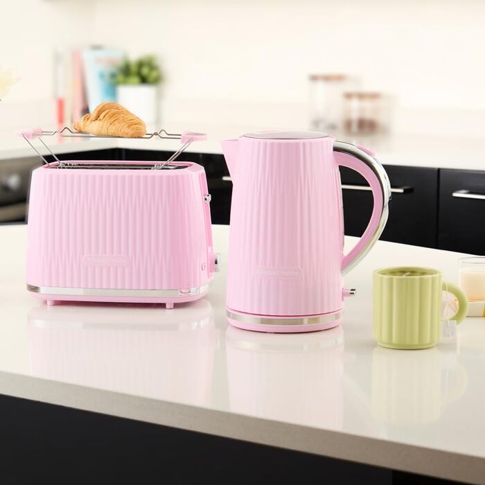 Тостер Russell Hobbs Eden для 2 скибок, рожевий - 6 режимів підсмажування, розморожування, підігрів, підйом, лоток для крихт, тримач для булочок