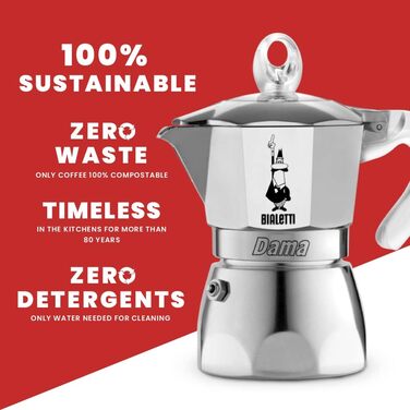 Кавоварка Bialetti DAMA Pure Ice, алюмінієва, 1 чашка, не для індукції, 67 мл