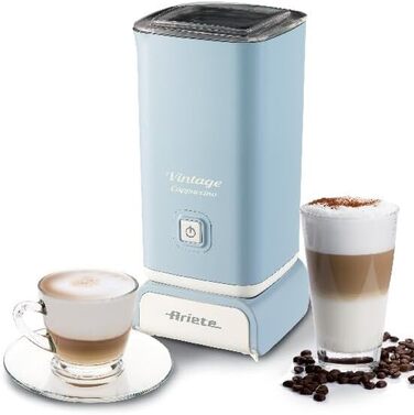 Електричний спінювач молока Ariete Vintage Cappuccino 2878, 250 мл, 500 Вт, ретро-стиль, для капучино та гарячого шоколаду, блакитний