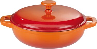 Жаровня з кришкою GSW Orange Shadow, чавунна, 30 см, помаранчева/кремова