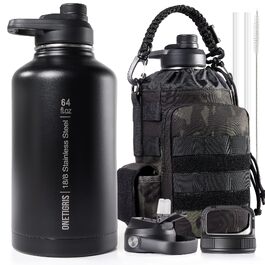 Термос-фляга OneTigris 1.9л (64oz) з чохлом, для спорту, туризму, кемпінгу (камуфляж чорний)
