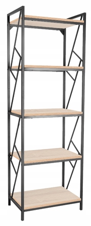 Стелаж Furnitex 60 x 180 x 40 см, чорний, дуб сонома