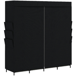 Тканинна шафа для одягу, пилозахисна, портативна, 5 штанги, 170 x 45 x 167 см, чорна