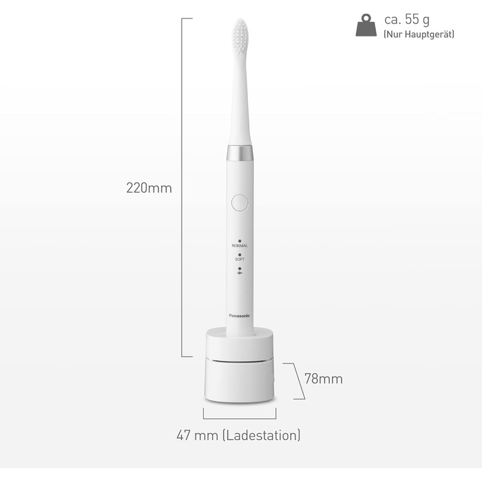 Електрична зубна щітка Panasonic EW-DM81-K503: звукова вібрація, 2 режими чищення, біла, з додатковою насадкою