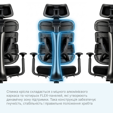 Крісло комп’ютерне офісне ергономічне OfficePro FlexCore OC120B