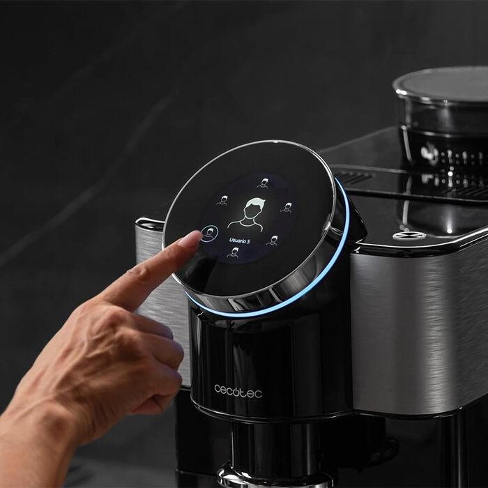 Кавомашина автоматична Cecotec Cremmaet Spin 1450W з TFT-дисплеєм, термоблоком, автоочищенням та місткістю для зерен 290г