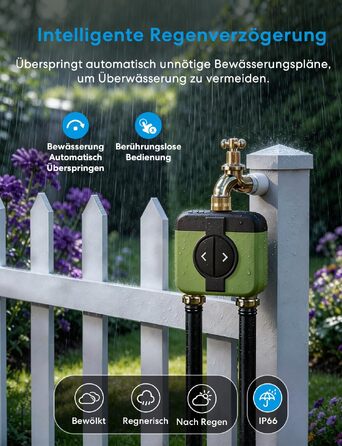 Meross Комп'ютер для поливу WiFi 2 виходи | Автоматичний полив, датчик дощу, моніторинг витрати води | Сумісний з Apple Home, Alexa, Google Home