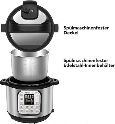 Мультиварка Instant Pot Duo 3л – електрична, 7-в-1, з нержавіючої сталі, скороварка, рисоварка, пароварка, йогуртниця