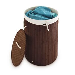 Кошик для білизни Relaxdays бамбуковий темно-коричневий круглий
