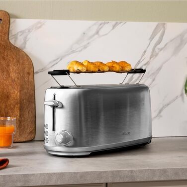 Тостер Cecotec Toast&Taste 1600 Retro Double – 4 слоти, нержавіюча сталь, 1630 Вт, регульована потужність, з підносом для крихт