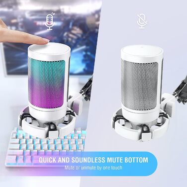 Ігровий USB мікрофон FIFINE для ПК, PS4, PS5, Mac з підставкою, кнопкою вимкнення звуку, поп-фільтром, антивібраційним кріпленням, для стрімінгу, подкастів, студії