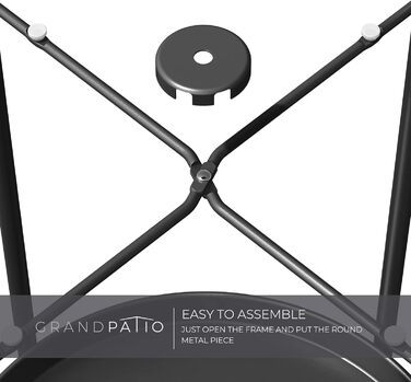 Журнальний стіл Grand Patio, 2-ярусний, металевий, чорний, 45x45x53 см, для вітальні, спальні, саду, зі знімною полицею, легке складання