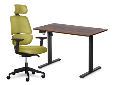Комплект Mealux PowerDesk Lite Walnut + Leo Air Plus Green (арт. EVO-201 Lite Walnut /B +Y 546 KZ)