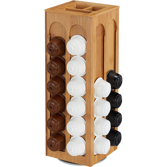 Підставка-диспенсер для кавових капсул Dolce Gusto, обертовий, бамбуковий, 40,5x14x14 см, Relaxdays