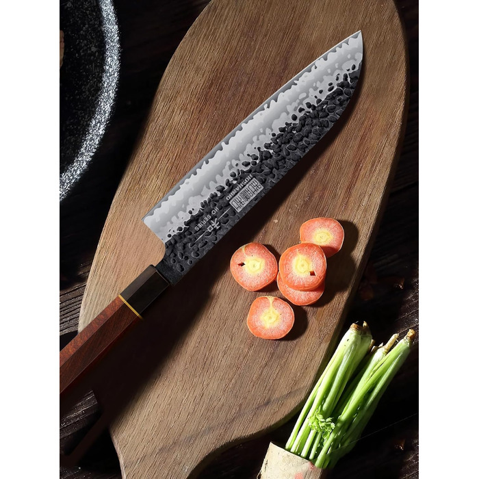 Японський ніж Santoku HOSHANHO 18 см, ручна робота, з високоякісної сталі, ергономічна ручка, подарункова коробка