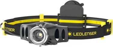 Ledlenser iH9R – міцний налобний ліхтар для майстрів, електриків та промисловості, акумуляторний або на батарейках, 2 енергорежими, мультиколірний LED, кріплення на каску