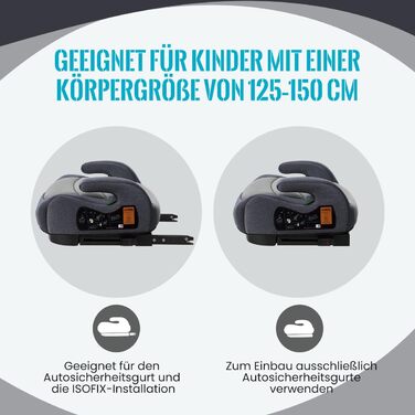 Дитяча автокрісло-підставка Jovikids ISOFIX, група 2/3, ECE R129, для дітей 15-36 кг, товстий знімний чохол, легко прати, сірий