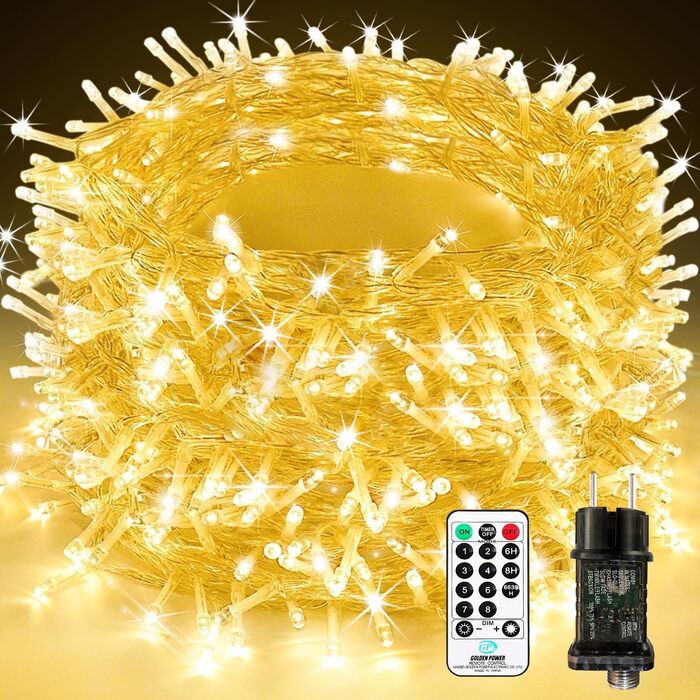 Світлодіодна гірлянда для вулиці 100м, 300 LED вогнів теплого білого кольору, різдвяна ілюмінація