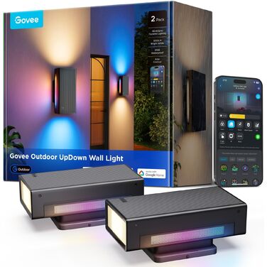 Набір вуличних настінних світильників Govee Outdoor UpDown RGBICWW, 1400лм, захист IP66, 2 шт