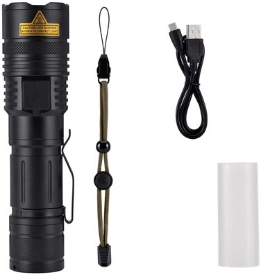 Alonefire X37 Тактичний LED ліхтар 4 кольори (зелений, синій, білий, червоний) RGB, USB-зарядка, водонепроникний, зум, з акумулятором і Powerbank для полювання, поліції, виживання, екстрених ситуацій, для вулиці