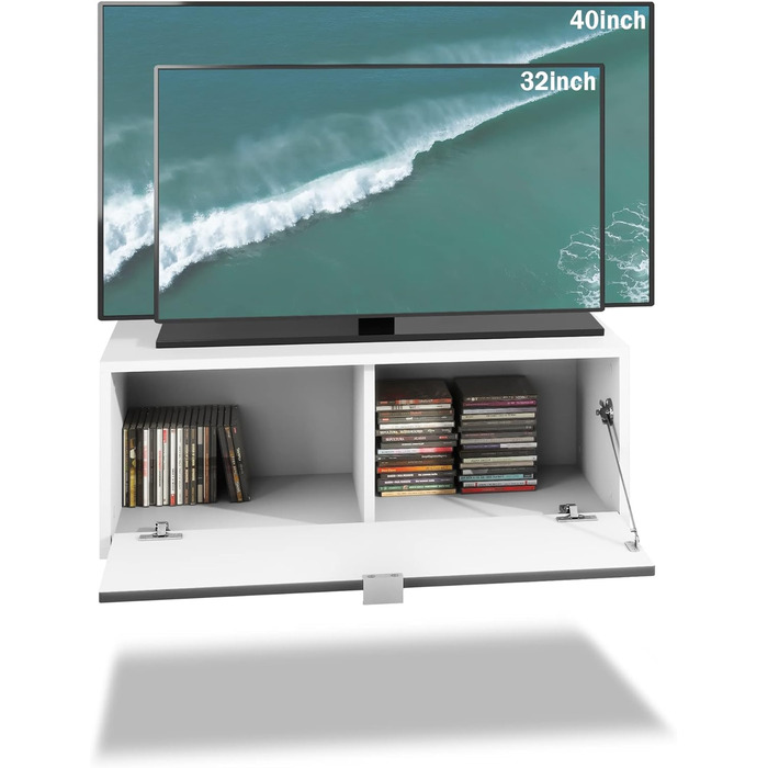 Підвісна ТВ тумба Vladon Lana 80x29x37 см, білий матовий корпус, фасади Scratchy Metal, велика палітра кольорів, вироблено в Німеччині