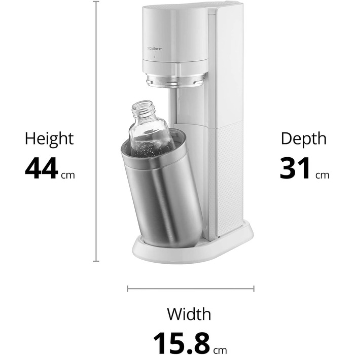 Сифон для газування води SodaStream Duo, з пластиковою пляшкою 1 л (BPA-free), скляним графином 1 л та циліндром CO2 на 60 л (швидке підключення), чорний