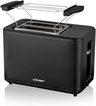 Тостер Cloer 3930 цифровий, 2 скибки, сенсорне керування, 750-900 Вт, таймер, функція розморожування та підігріву, насадка для булочок, 7 ступенів підсмаження, чорний