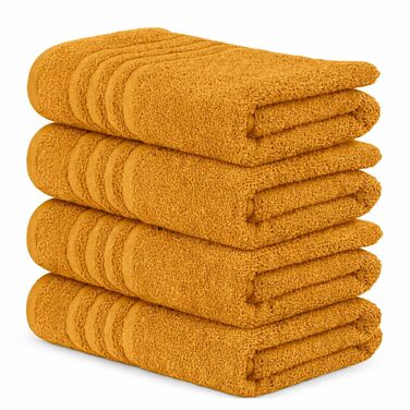 Набір рушників DecoHomeTextil з 100% бавовни, 10 предметів, гігроскопічні та м'які (4 банні рушники 70x140 см, гірчично-жовті)