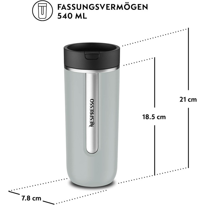 Термокружка Nespresso Travel Mug Small Sage Green 540 мл - Зелений салатний колір, нержавіюча сталь, для кави, чаю, матча, з кришкою, для подорожей