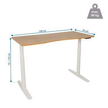 Письмовий стіл STAND PRO R 140 x 70 з електричним регулюванням висоти дуб hjh OFFICE