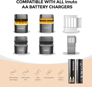 Набір літієвих акумуляторів imuto AA 1.5V 3000mWh (8 шт.) з зарядним пристроєм, 2500 циклів зарядки