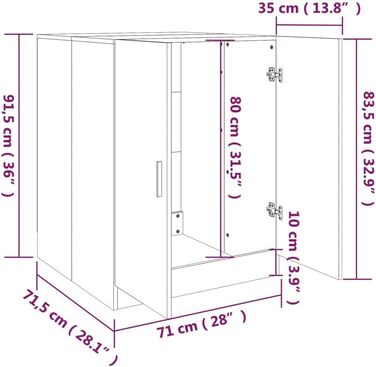 Шафа над пральною машиною Homiuse, сіро-сонома, 71x71,5x91,5 см, містка, стильна, для ванної та пральні