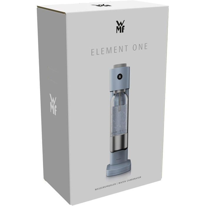 Автоматичний сифон для води WMF Element One зі сталі, світло-блакитний — газовий сифон для створення газованої води з 3 рівнями інтенсивності