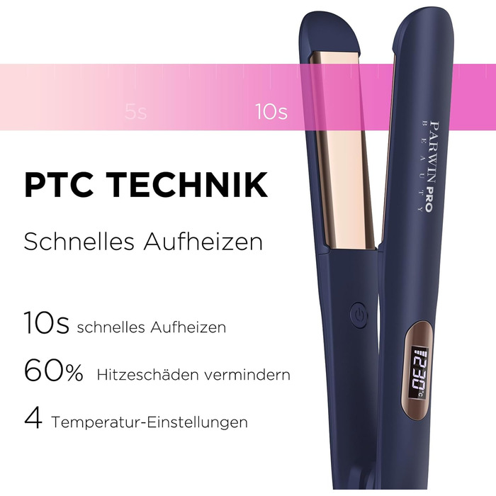 Професійний випрямляч та плойка для волосся PARWIN PRO BEAUTY 2-в-1, іонний, nano-титанове покриття, широка шовкова пластина, LCD дисплей, температура 130-230°C
