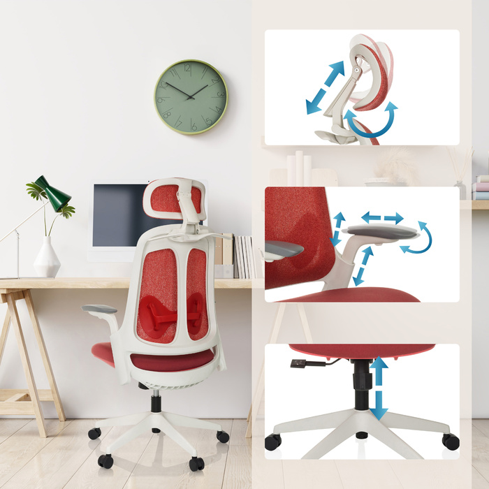 Офісне крісло / поворотне крісло ARCEO WF тканина червона hjh OFFICE