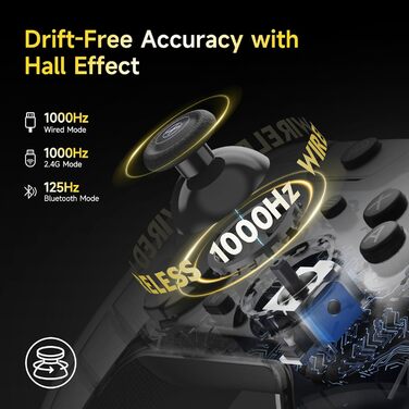 Бездротовий ігровий контролер EasySMX X05PRO для PC, Nintendo Switch, Android, iOS — Hall Joysticks, тихі кнопки, 2-рівневі тригери, 1000mAh, чорний